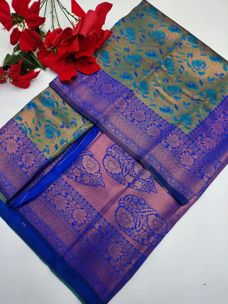 # Bridal Adrusta Semi Silk Saree with Contras Blouse